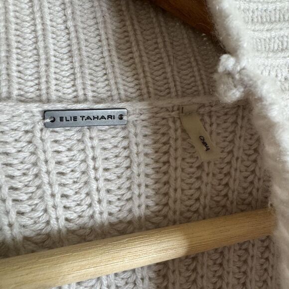 Elie Tahari Sweater Womens Small Gray Open Front Cardigan Wool Cashmere Ribbed - Picture 6 of 12